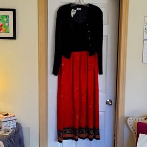 Formal Dress an jacket, Black Velvet  jacket, Size 12, Brand Midnight Velvet